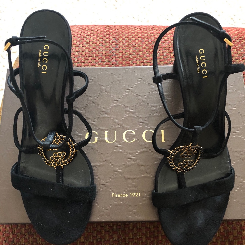 Gucci Black Suede Sandals